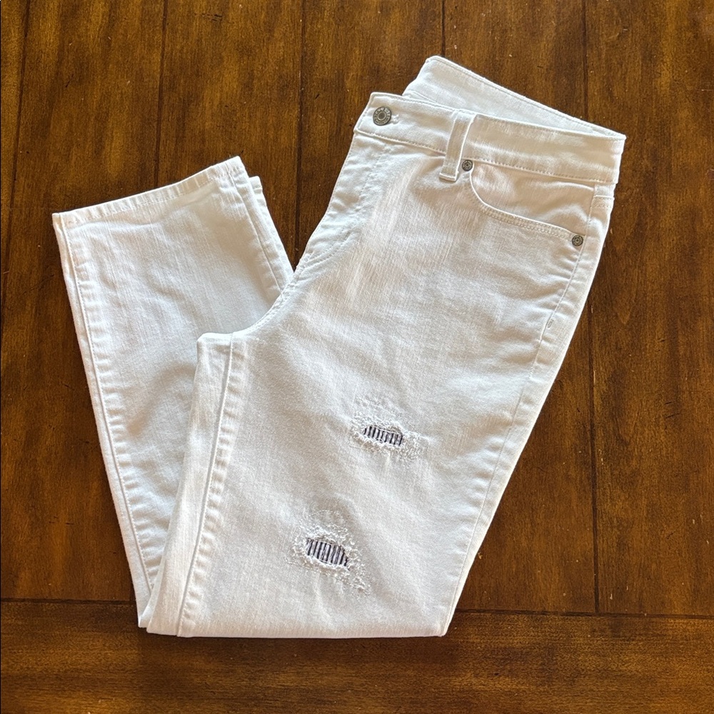 Talbots White Distressed crop Jeans. Size 8. Inseam 24. Like new